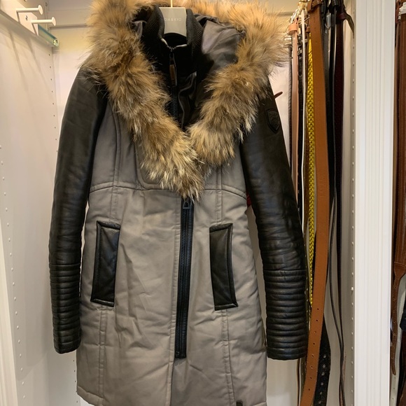 Rudsak Down Coat with leather and fur trim - Picture 3 of 14